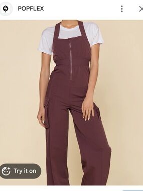 POPFLEX Women's Burgundy Cargo Jumpsuit